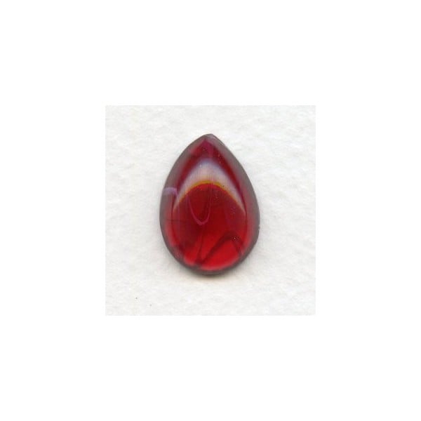 Vintage 18x13mm Pear Glass Cabochon Ruby Swirls