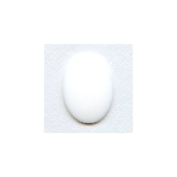 ^White Glass Cabochon Oval Buff-Top 40x30mm