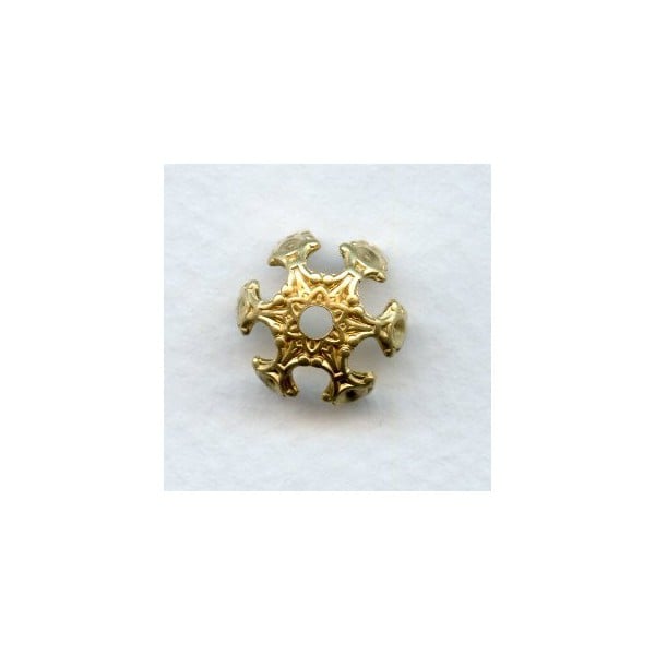 Fancy Bead Caps 13mm Raw Brass (6)