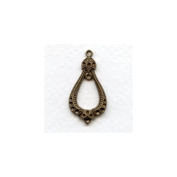 Exceptional Pendant with Rhinestone Settings Oxidized Brass