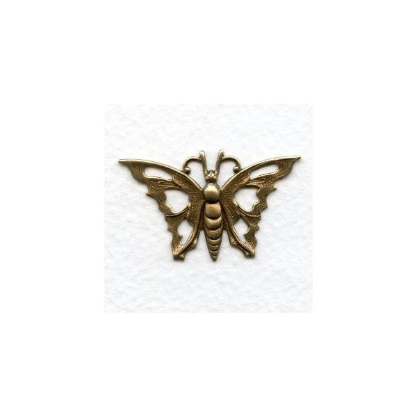 Art Deco Style Pierced Butterfly Oxidized Brass 35mm (6)