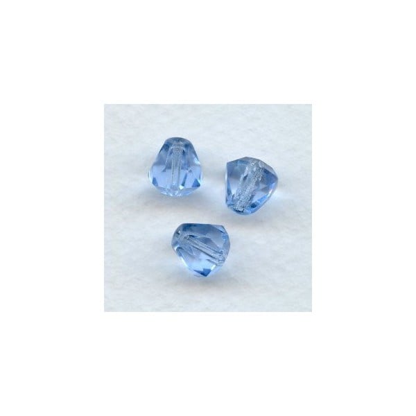^Light Sapphire Bell Shape Faceted Glass Beads 9x8mm