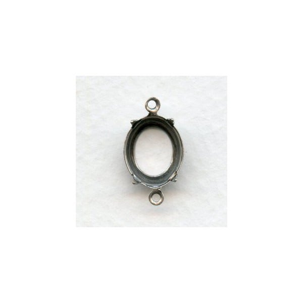 Oval Setting Connectors Oxidized Silver 12x10mm (12)
