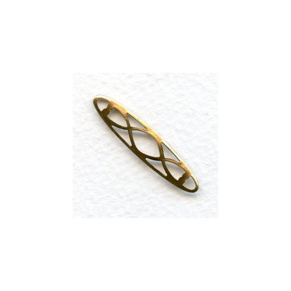 Oval Grill Oxidized Brass Connectors 33mm (12)