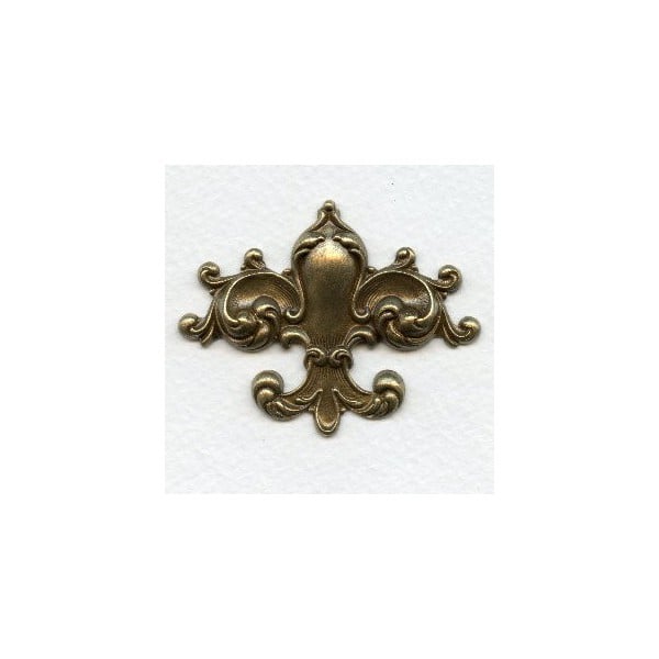 Fleur-de-lys Oxidized Brass Stamping 55mm (1)