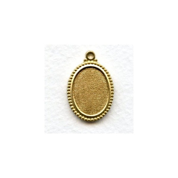 Beaded Edge Setting Solid Raw Brass 18x13mm (1)