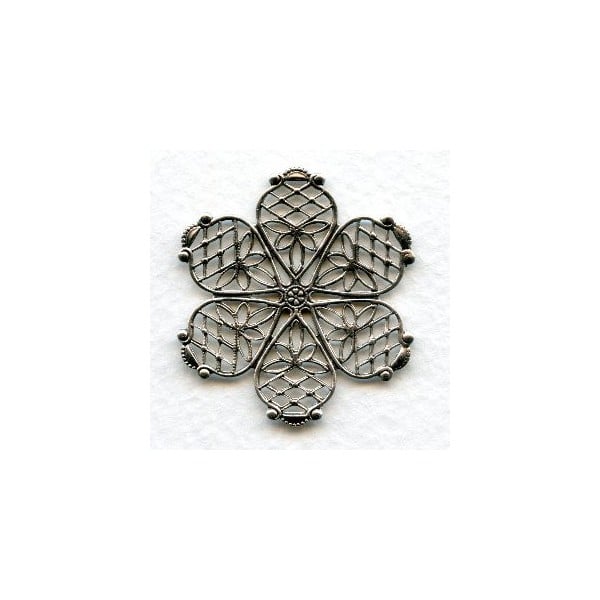 ^Filigree Flower Oxidized Silver 35mm (1)