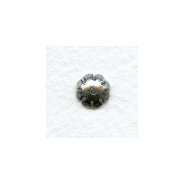 Smooth Flower Shaped 8mm Bead Caps Oxidized Silver