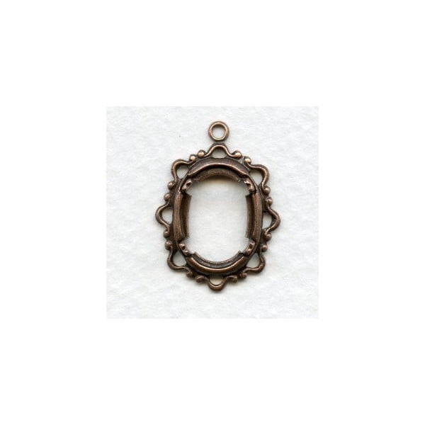Delicate Openwork Settings 14x10mm Oxidized Copper