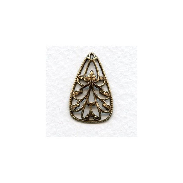 Ornate Filigree Pendant Oxidized Brass 25mm (6)