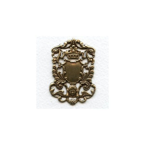 Crown and Cherub Royal Plaque Oxidized Brass 51mm (1)