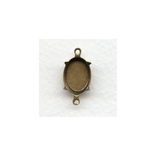Connector Settings with 2 Loops Oxidized Brass 14x10mm (12)