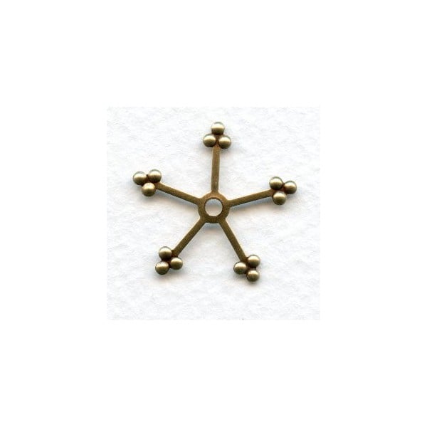 Beaded Tip Petals or Prongs Oxidized Brass 23mm (6)