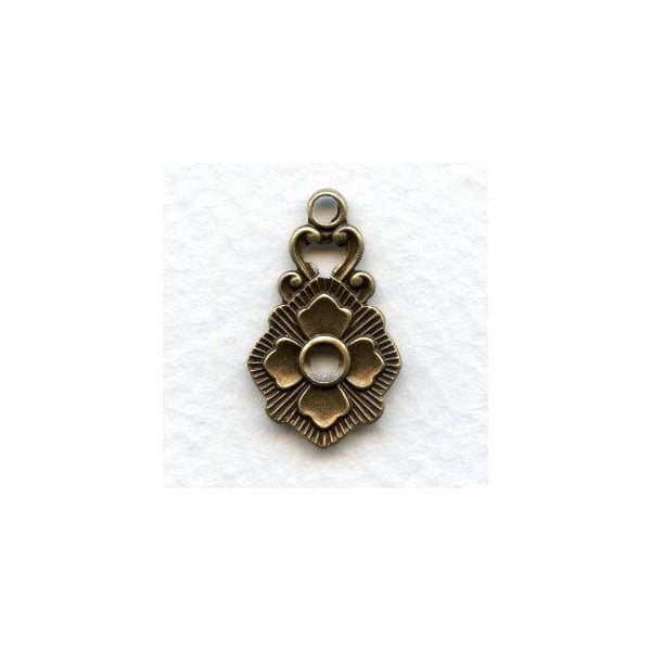 Floral Detail Pendants Oxidized Brass Solid (2)