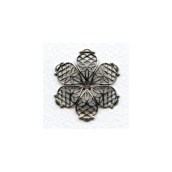 Dapt Filigree Flower Oxidized Silver 35mm