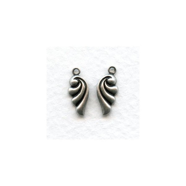 Art Nouveau R & L Scallop Pendants Oxidized Silver
