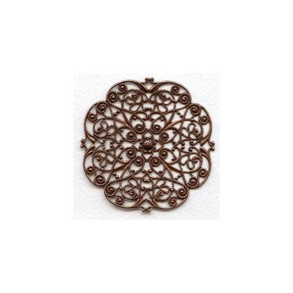 Ornate Flat 62mm Filigree Oxidized Copper (1)