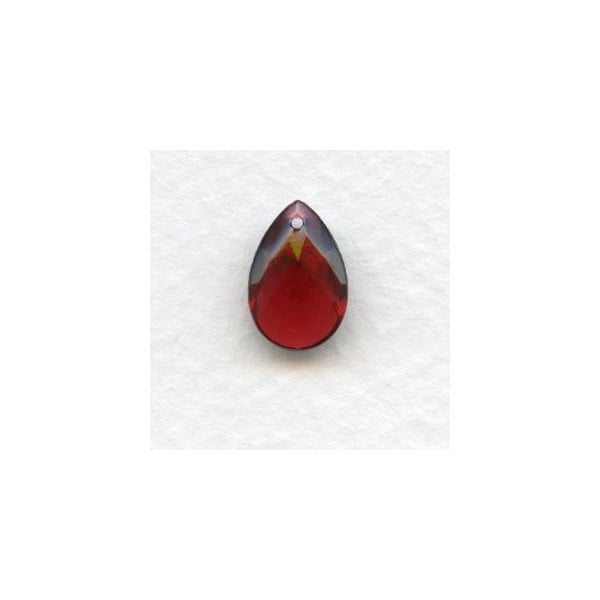 Briolette Ruby 13x8.5mm Pear Shape Glass Pendant