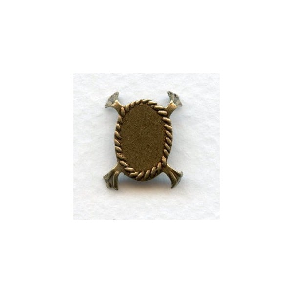 Turtle Style Settings 18x13mm Stones Oxidized Brass (6)