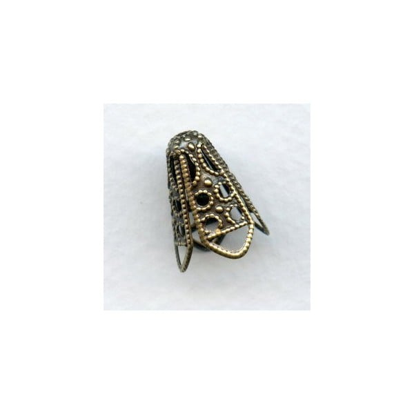 Filigree Cone Bead Caps 12mm Oxidized Brass (12)