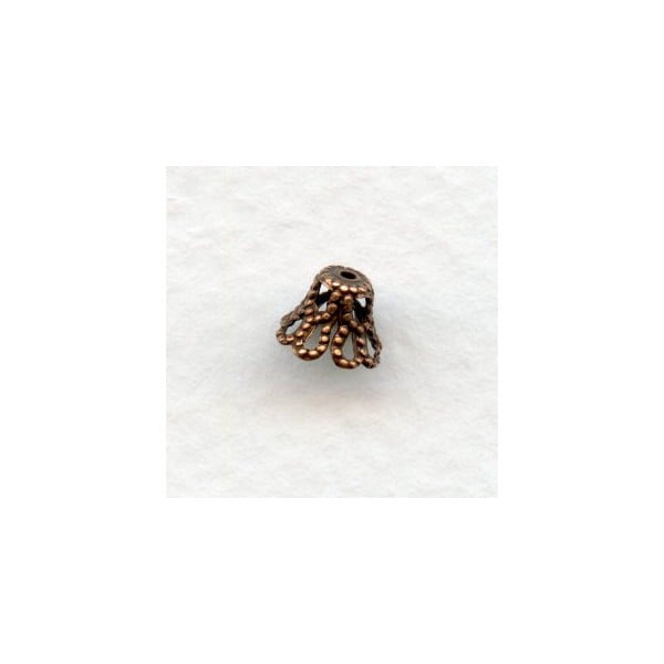 Oxidized Copper Bell Shape Filigree Bead Caps 7mm (30)
