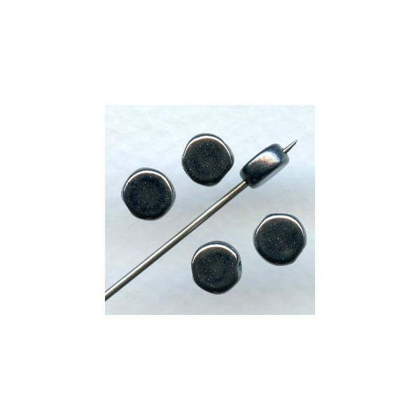 Vintage Hematite Czech Glass 6x3mm Round Disc Beads