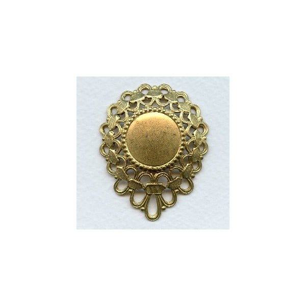 ^Ribbon Detail Pendant Stamping Raw Brass 47mm
