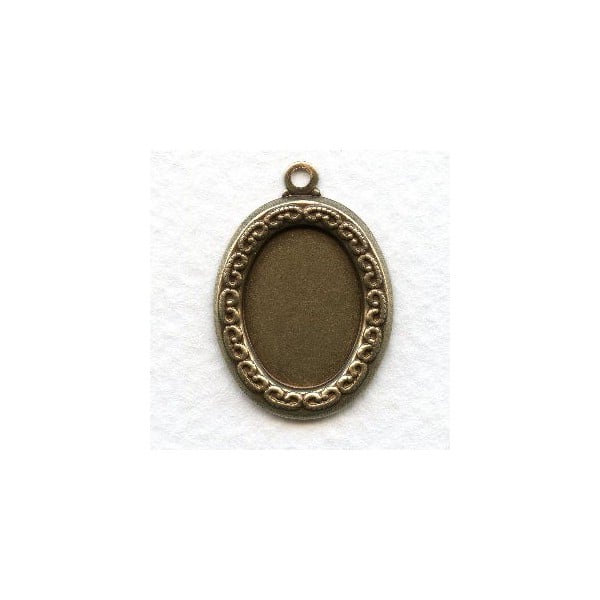 Fancy Edge Pendant Settings 18x13mm Oxidized Brass (6)