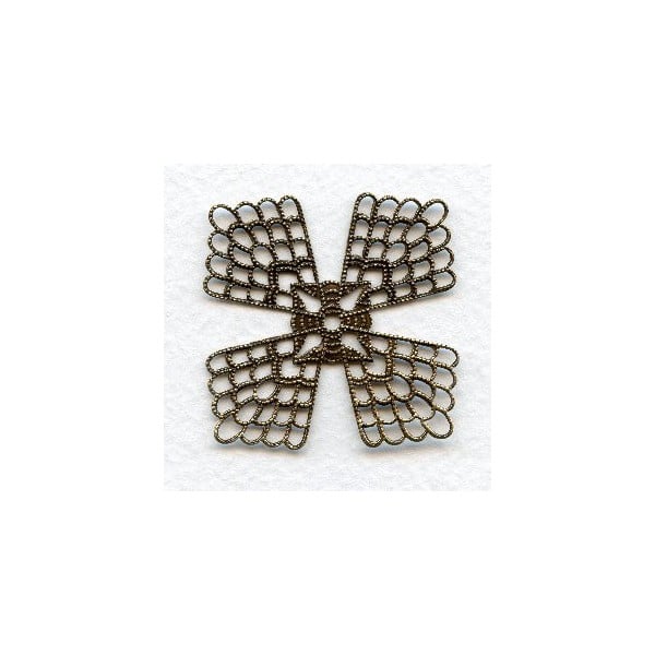 Elegant Flat Setting Filigree 38mm Oxidized Brass