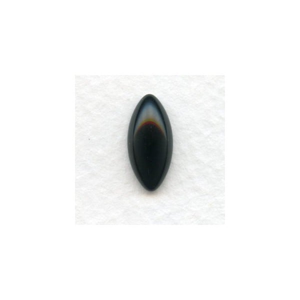 Jet Medium Dome Glass Navette Shape Cabs 15x7mm