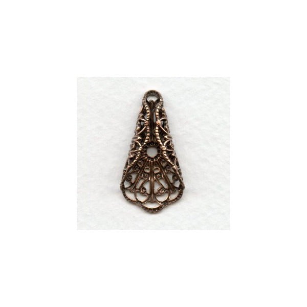 Filigree Ornate Fan Fold 29x15mm Oxidized Copper (2)