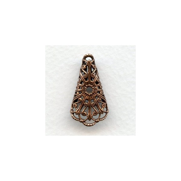 Filigree Ornate Fan Fold 29x15mm Oxidized Copper (2) - Image 2