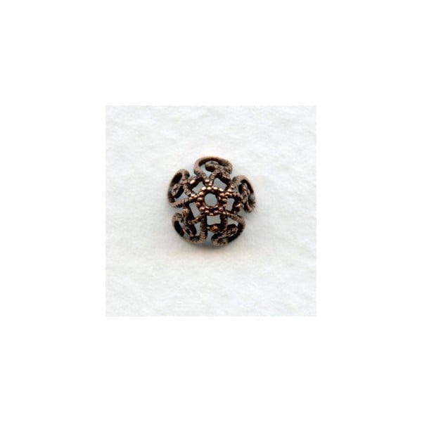 Victorian Style Filigree Bead Caps Oxidized Copper 8mm (12)