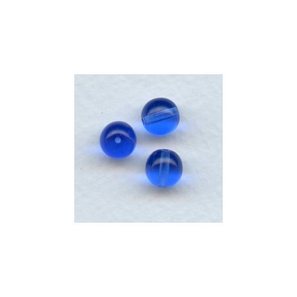 ^Smooth European Glass Druk Beads Sapphire 8mm