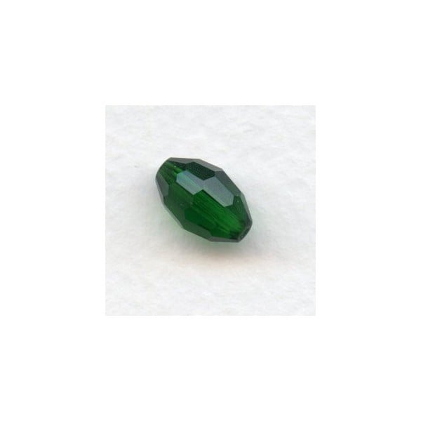 Emerald Oval Faceted Glass Beads 11x8mm