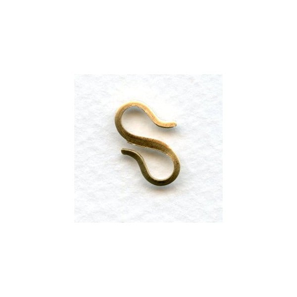 Flat S Hooks Smooth Raw Brass 17mm (6)