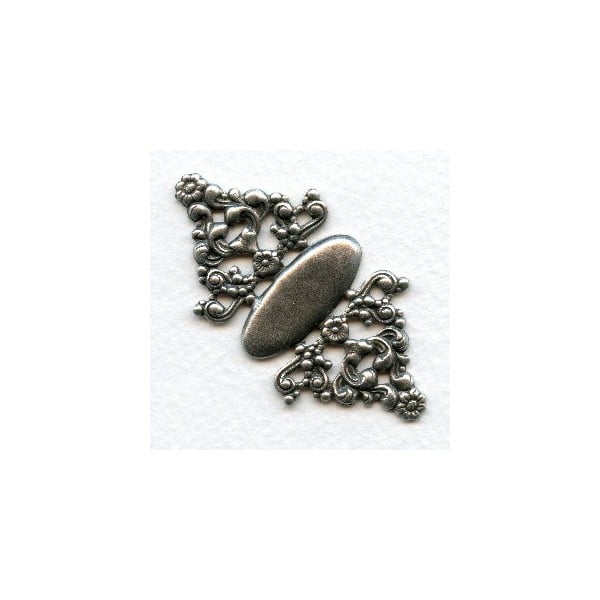 Ornate Floral Oxidized Silver Stampings 56mm (4)
