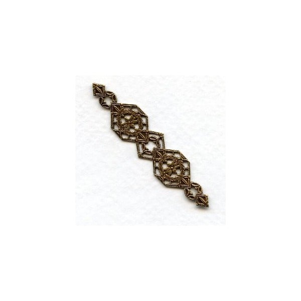 Elegant Filigree Borders Oxidized Brass 53x11mm (3)