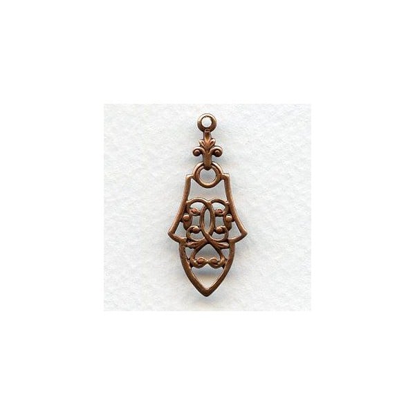 Pendant Drops Gothic Details Oxidized Copper 36mm