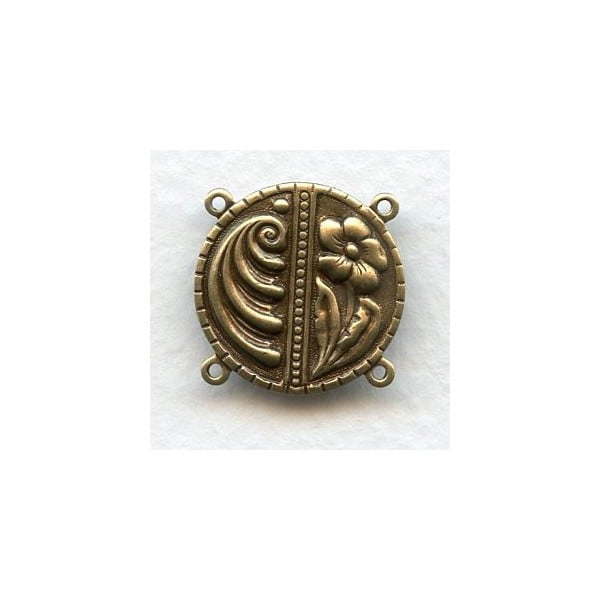 Floral Connectors Oxidized Brass 19mm
