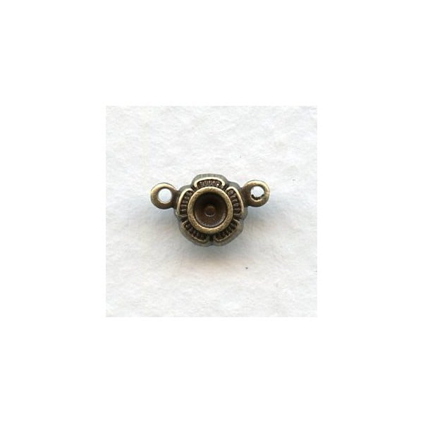 Settings to Hold Rhinestones 2 Loops Oxidized Brass (12)