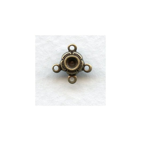 ^Settings Hold Rhinestones Oxidized Brass 4 Loops (12)
