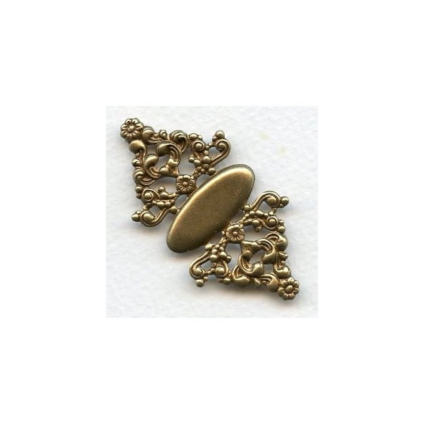 Floral Detail Setting Stamping or Wrap Oxidized Brass