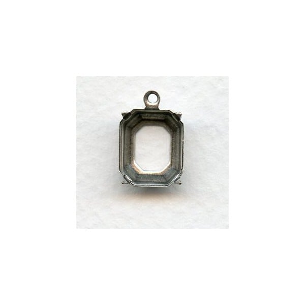 Cushion Octagon Settings Oxidized Silver 12x10mm (12)