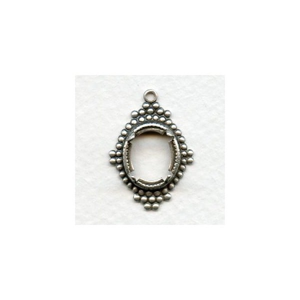 Ancient Design Edge 12x10mm Settings Oxidized Silver