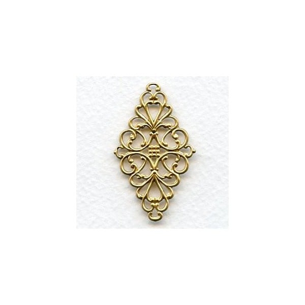 Diamond Shaped 44mm Filigrees Raw Brass (6)