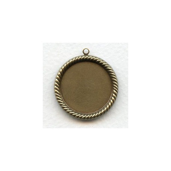 Round 25mm Rope Edge Settings Oxidized Brass (6)