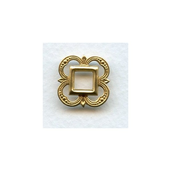 Small Openwork Fancy Square 19mm Raw Brass (12)