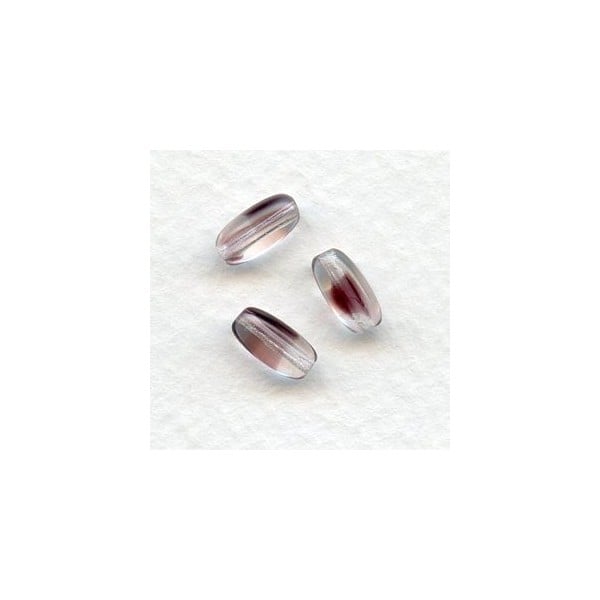 Amethyst and Crystal Two Tone Glass Rice Beads 13x4mm