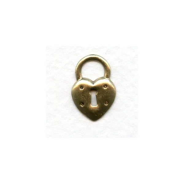Steampunk Inspired Heart Lock Oxidized Brass 17mm (6)